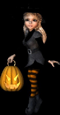 Czarownica zbierająca cukierki w Halloween
